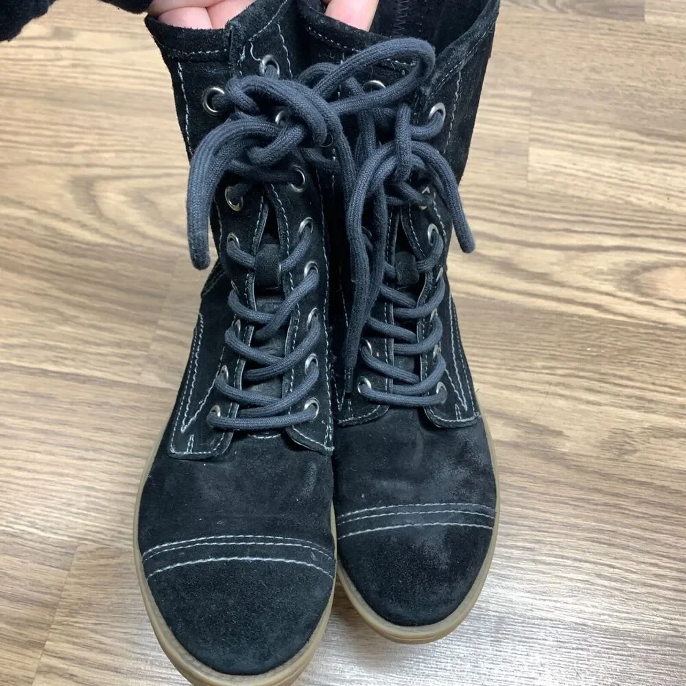 Roan Bed Stu Affair Combat Boots Distressed Grunge Black Leather Sz 6.5 Lace Up - Picture 9 of 12